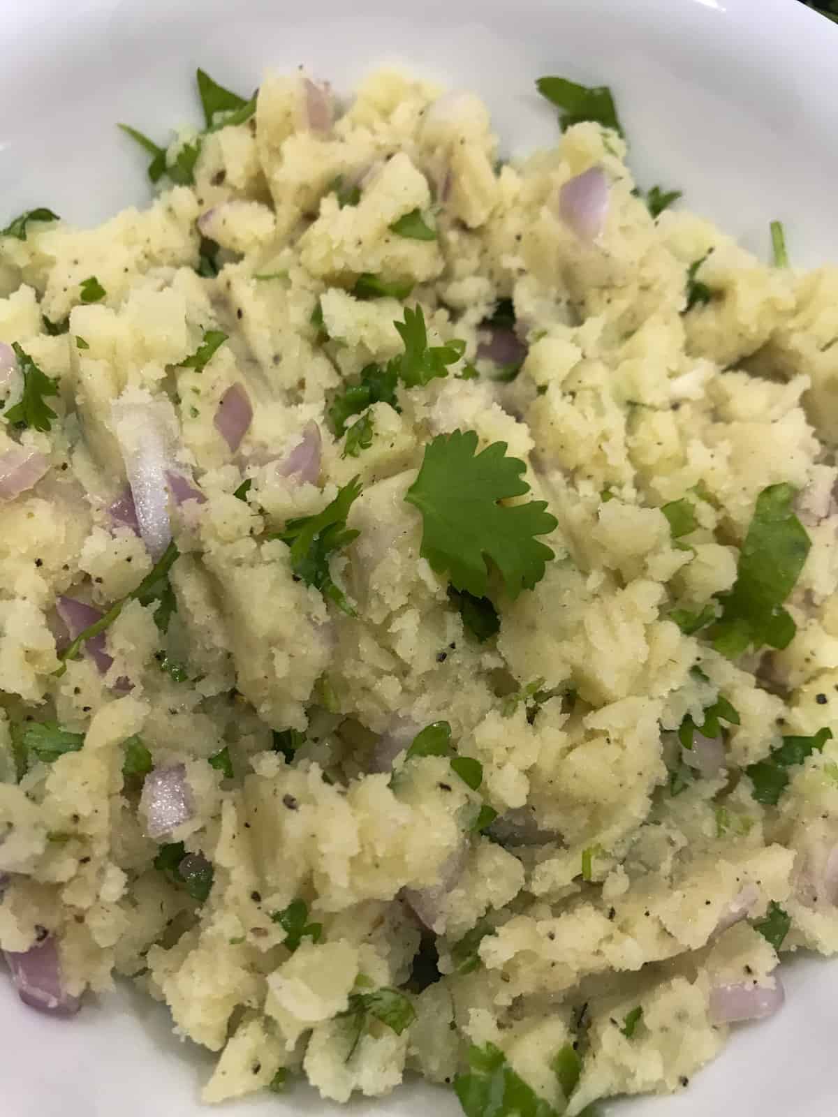 indian mashed potatoes in a bowl
