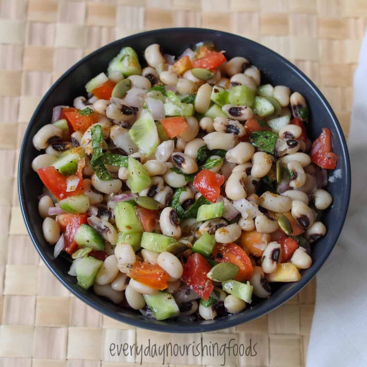 black eyed peas salad in a bowl