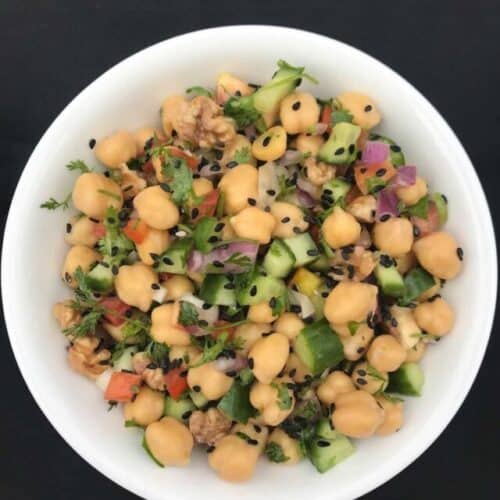 Indian chickpeas salad in a bowl