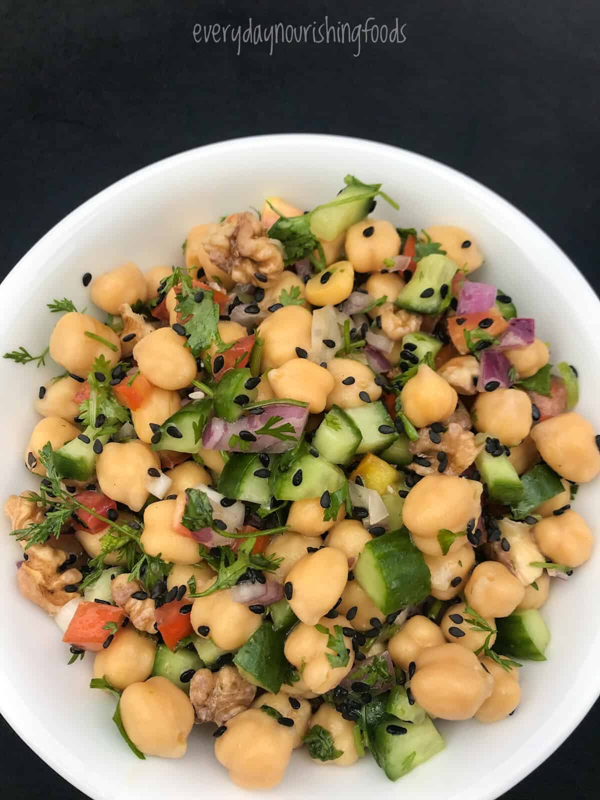 spicy Indian chickpeas salad in a bowl