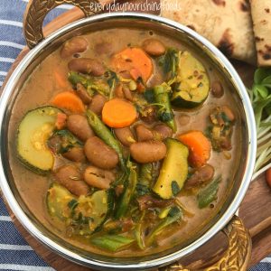 bean curry with vegetables in a bowl