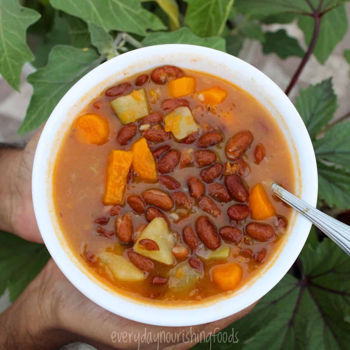 Red kidney bean soup with vegetables