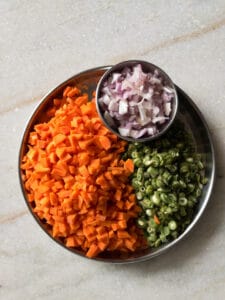 chopped veggies in a plate