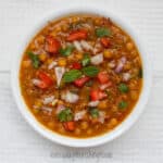 yellow peas curry in a bowl