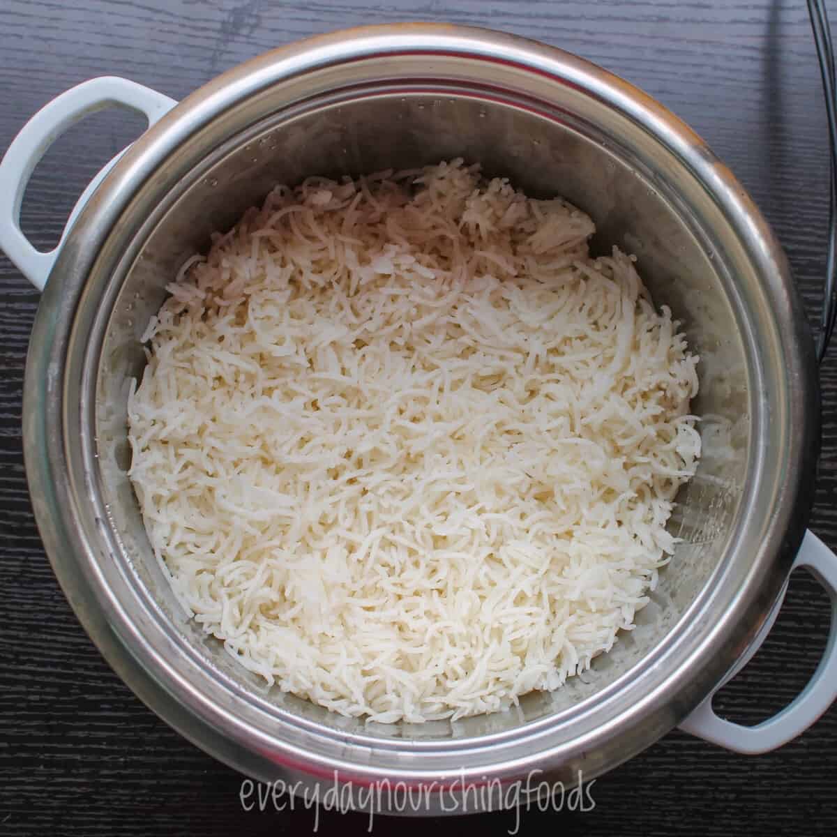 basmati rice in a rice cooker