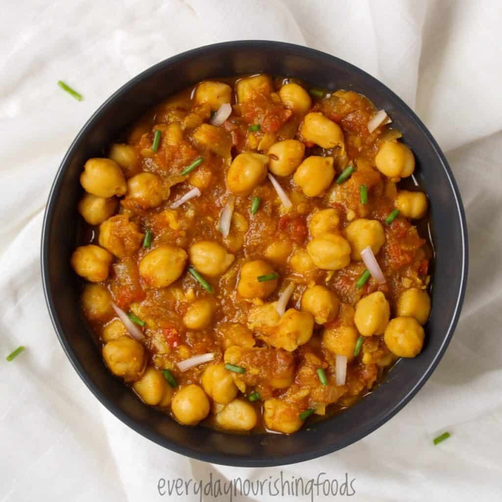indian chickpeas curry in a bowl