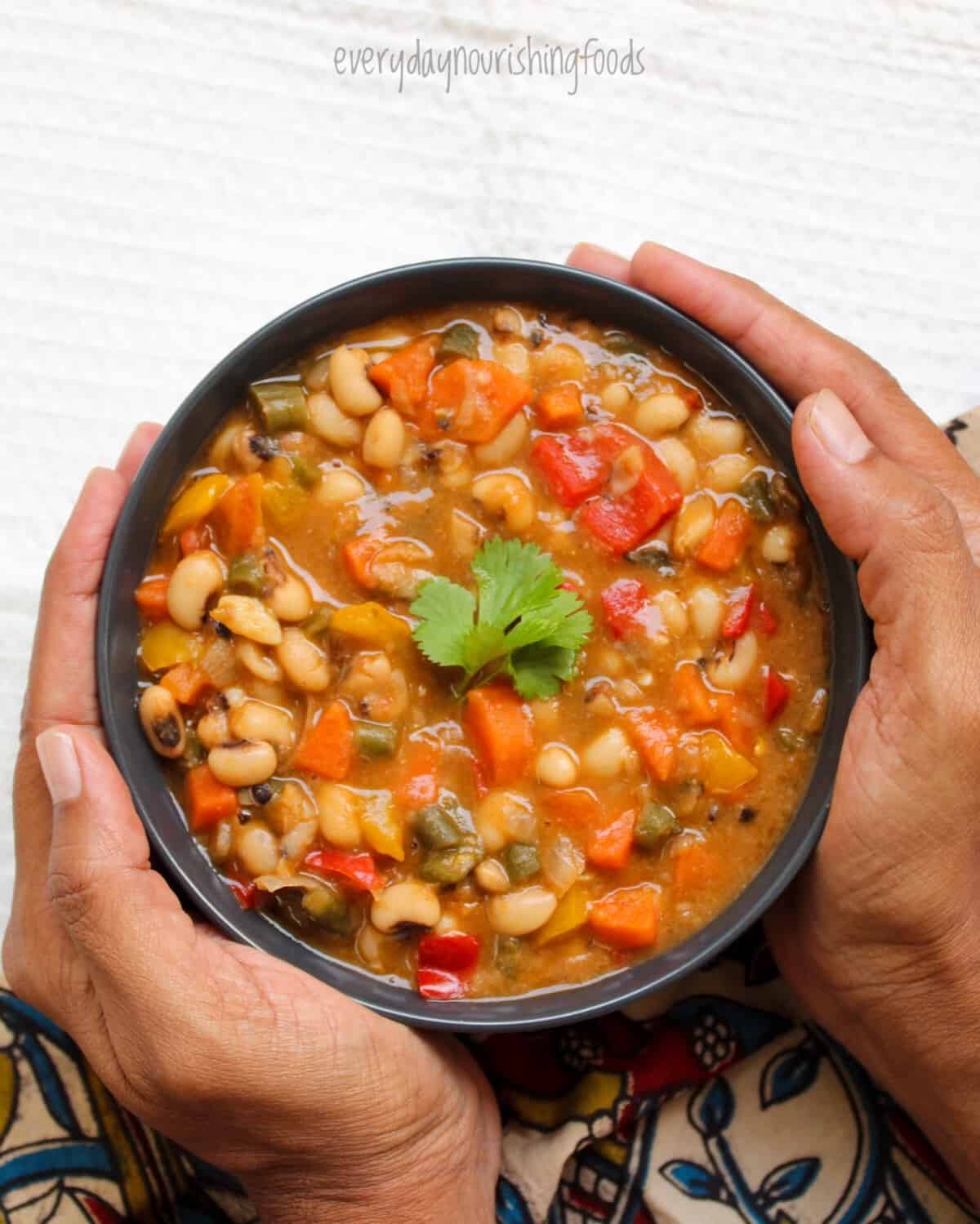 black eyed peas soup in a bowl