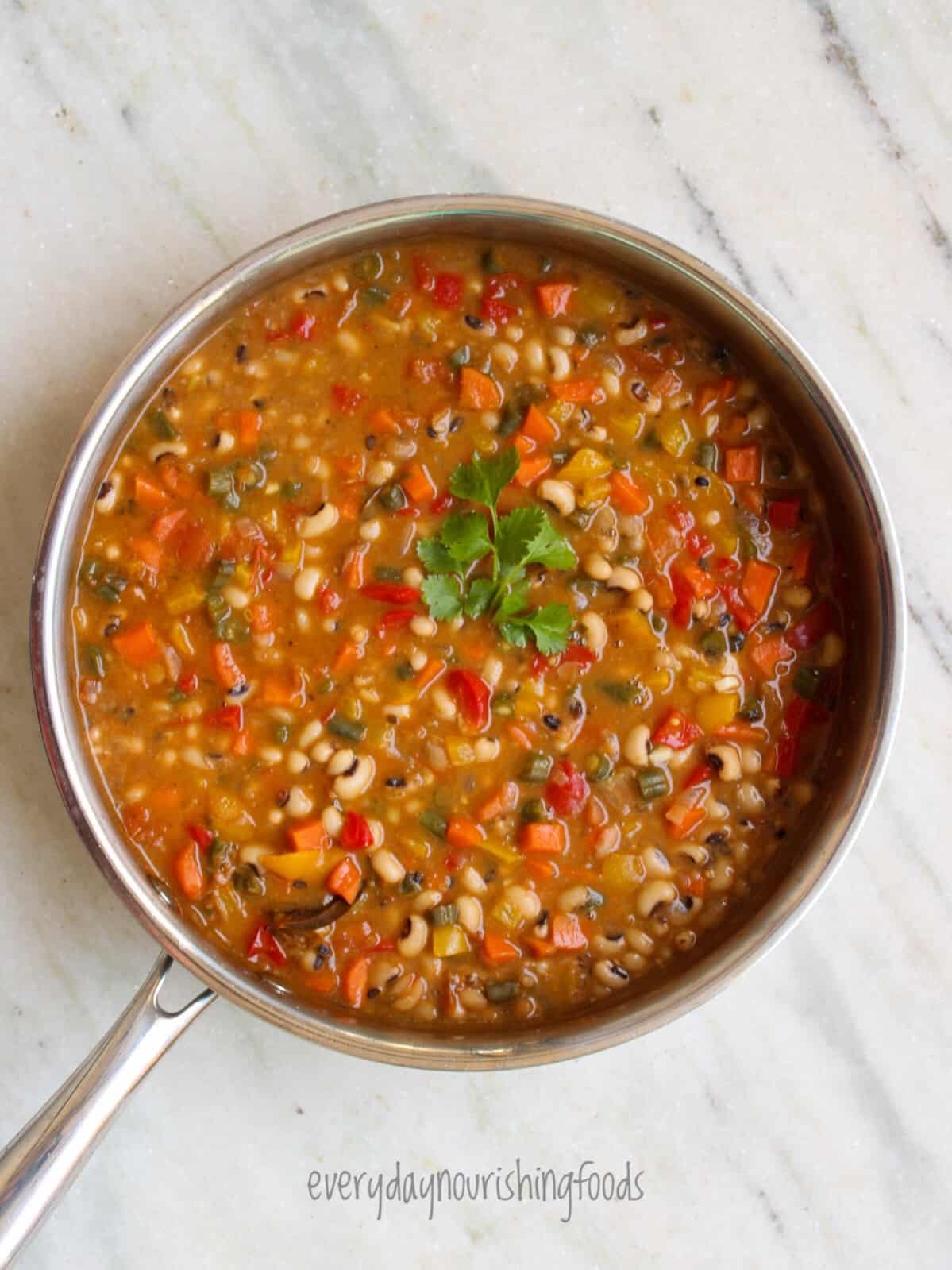 black eyed peas soup in a pan