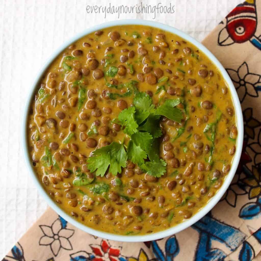 coconuit lentil curry in a bowl