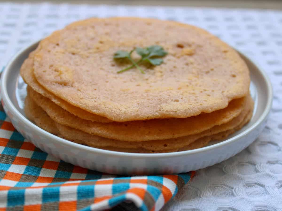 red lentil tortillas in a plate