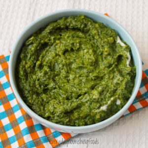 indian spinach saag in a bowl