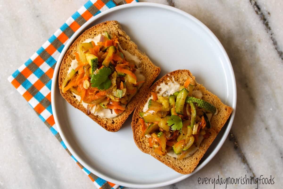 vegan zucchini sandwich in a plate
