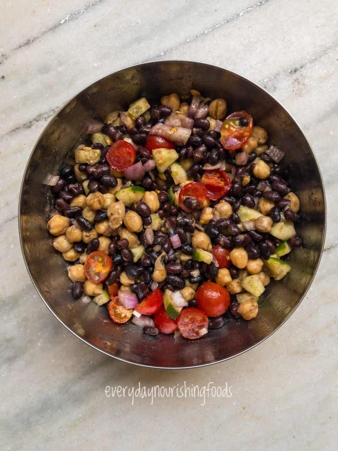 Black bean chickpea salad Everyday Nourishing Foods
