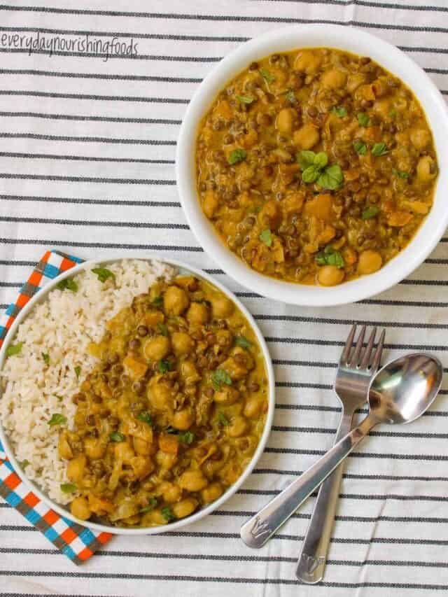 Creamy Chickpeas and Lentil Curry