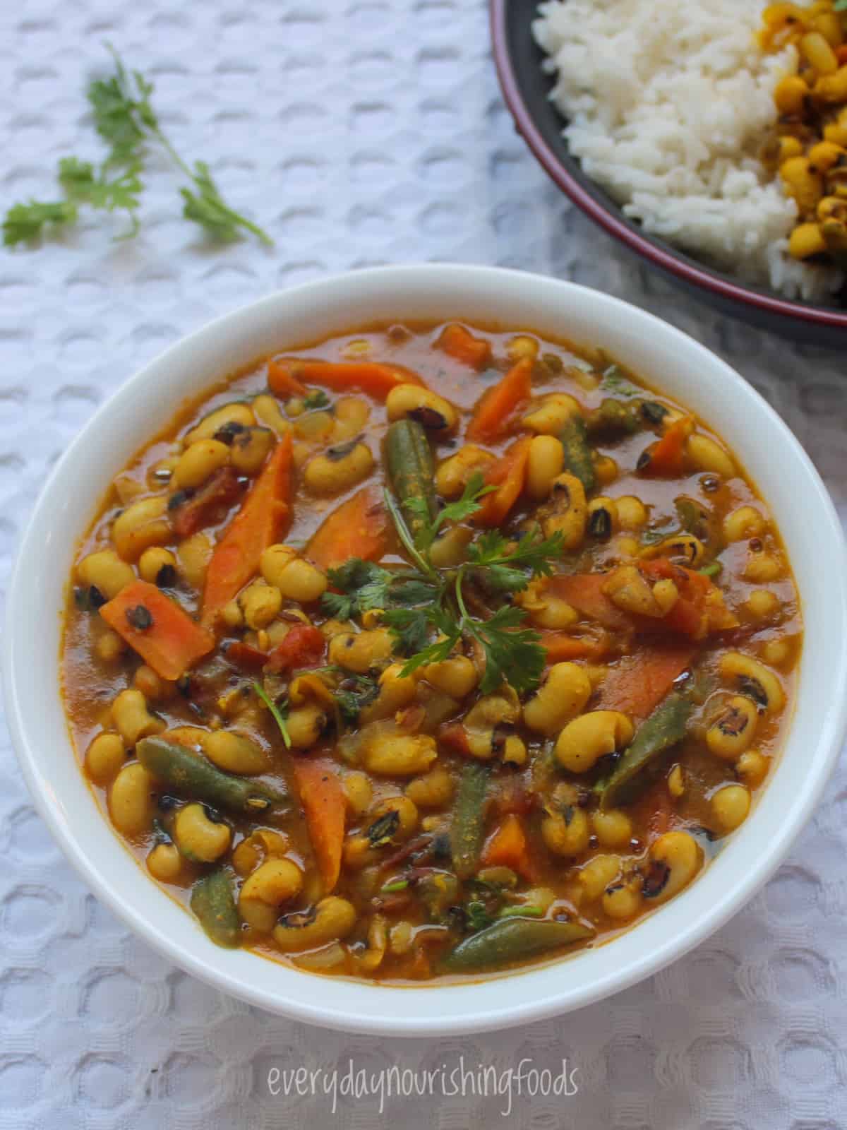 black eyed peas curry in a bowl