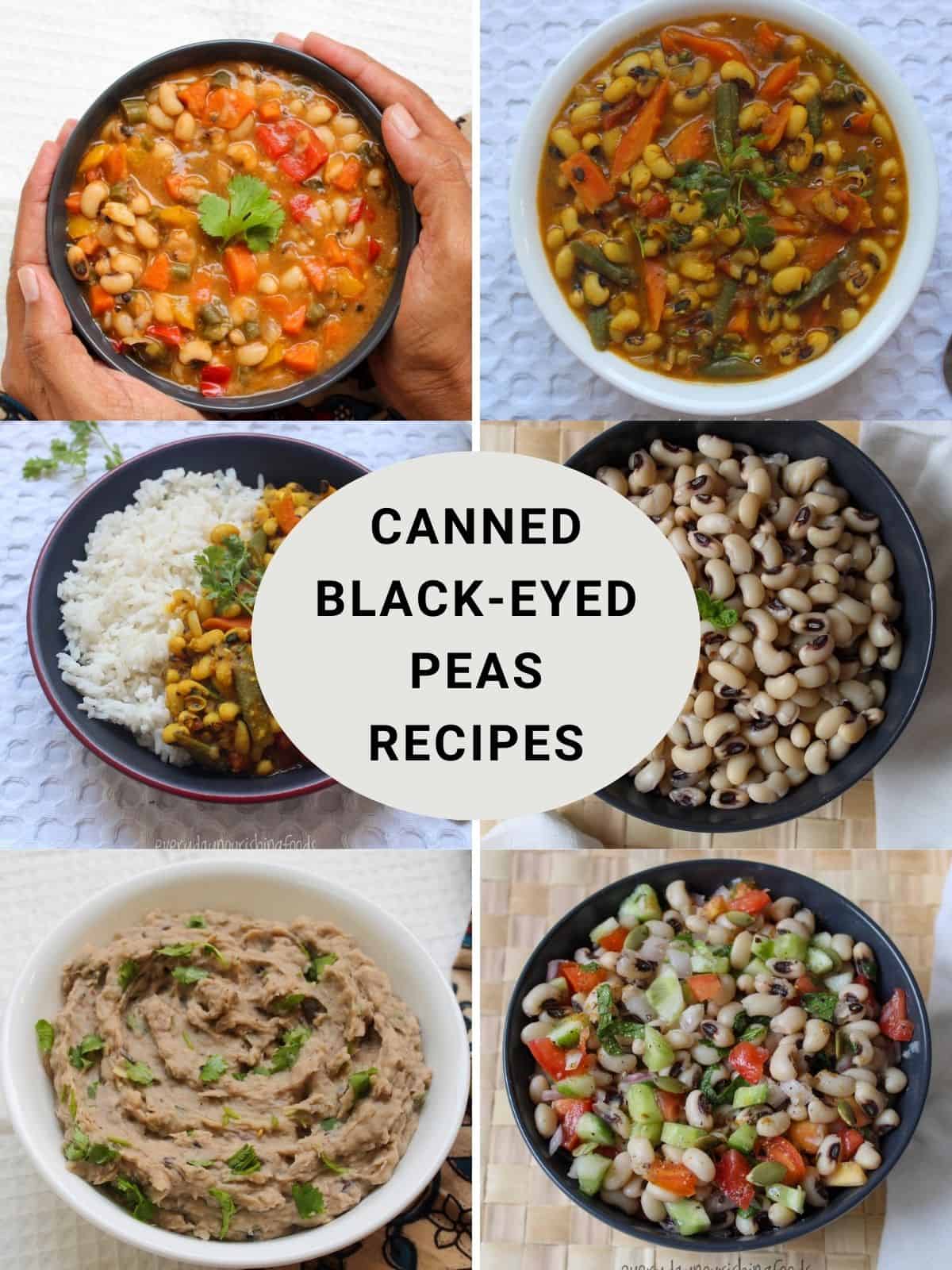 canned black eyed peas recipes collage